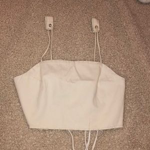 White zara jean crop top